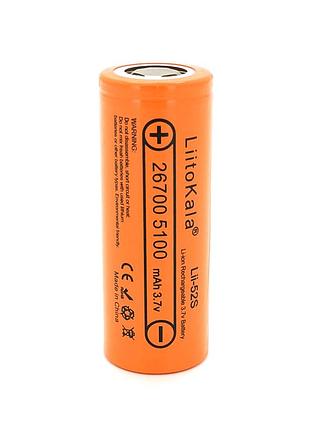 Аккумулятор 26700 li-ion liitokala lii-52s, 5000mah (5100-5200mah), 10a, 3.7v (2.75-4.2v), orange, 2 шт в упаковке, цена за 1 шт