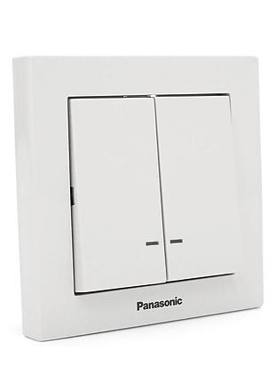 Выключатель panasonic karre plus 55 двухклавишный с подсветкой, белый
