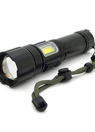 Ліхтар ручний voltronic xhp70-xst1821, 1led cree xhp50.2, 19w, бічний світлодіод, 7 режими, zoom,18650/ааа /2600mah, black, ip40,
