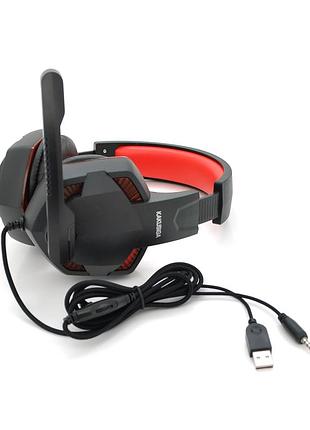 Ігрові навушники з мікрофоном ikaku ksc-713 zhanhun, black-red, box