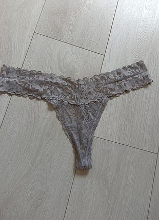 Сірі трусики ажурні стрінги мереживні бікіні кружевні танга victoria's secret l xl 12 14 40 42