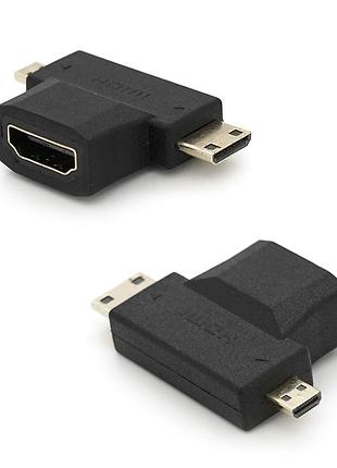 Перехідник mini hdmi (тато) -micro hdmi (тато) -hdmi (мама)