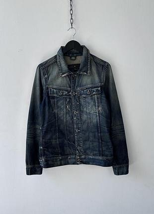 Куртка джинсовка g-star raw 3301 mens denim jacket m slim tailor jkt vintage wash distressed blue