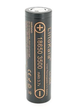 Акумулятор 18650 li-ion liitokala lii-35a, 3500mah (3550-3650mah, 3.7v (2.75-4.2v), black, pvc box q2, цiна за 1 шт