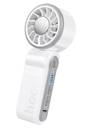 Портативный ручной вентилятор hoco hx604, 10w, r60мм, 3 режима, встроенный аккумулятор 3000mah, usb кабель, white, box