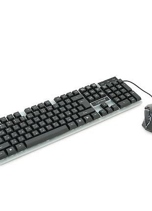 Комплект ведущий kb+mouse xstrike x-1014, usb, rgb подсветки, (eng/укр/pyc), black/white, box