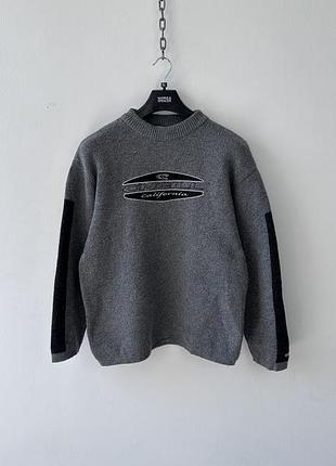 Кофта светр vintage o'neill california wool blend knit sweater mens size m grey surf y2k jumper