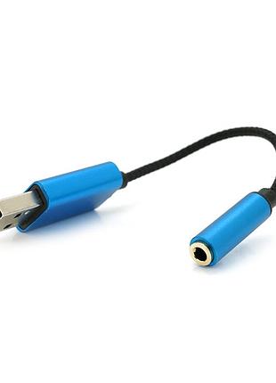 Переходник для наушников kin ky-210 usb2.0(m)-jack3.5(f), blue, box