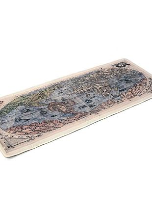 Коврик 300 * 700 тканевой карта мира с боковой прошивкой, толщина 3 мм, цвет brown, пакет