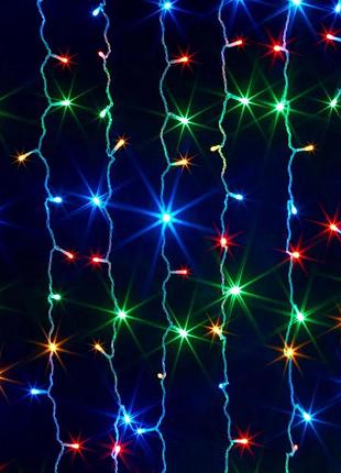 Гирлянда 560led (водопад) red / green / blue / yellow, 8 режимов, 3 * 3метра, прозрачная изоляция, box