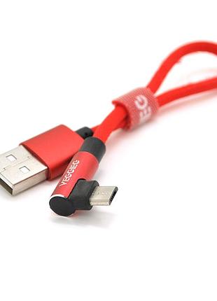 Кабель veggieg ua-20r, micro-usb, 2.4a, black, red, довжина 0,2 м, box