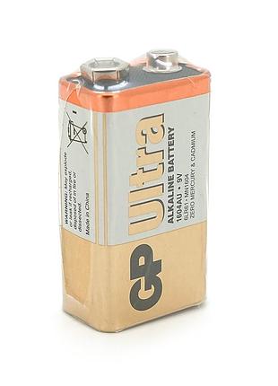Батарейка щелочная gp ultra alkaline 1604au-s1, 9v, крона, 6lf22 10 (100шт. х10(10шт.) х1 в вакуумном упаковке цена за 1шт