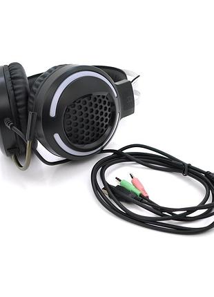 Ігрові навушники з мікрофоном ikaku ksc-454 youming, black, jack3.5+2xusb, підсвічування, box, (230*187*105) 0,364кг