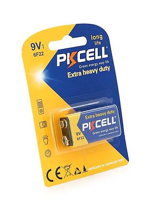 Батарейка сольова pkcell 9v/6lr61, крона, 1 штука у блістері ціна за блістер, q10