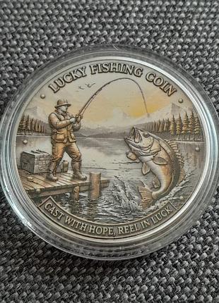 Сувенірна монета рибалки lucky fishing coin (40 мм)