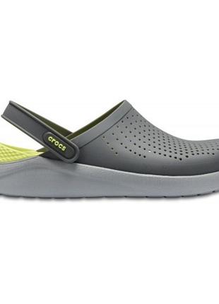 Crocs literide grey lightgreen оригинальные, кроксы лайтрай серий оригинал + коробка m5/w7