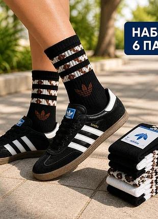Набір жіночих спортивних шкарпеток adidas 6 пар, високі, з леопардовим принтом, розмір 36-40
