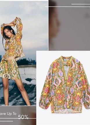 Легка блуза в етно принт zara вишивка