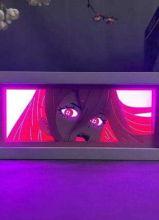 Многослойный ночник лампа аниме chainsaw man человек-бензопила светильник макима rgb