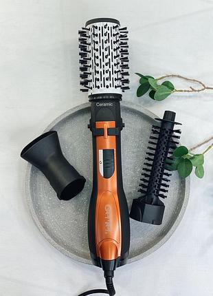 Rotating hair brush styler gemei gm-4828 air styler с 3 насадками