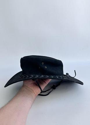 Шкіряний капелюх ковбой cb hats australia leather cowboy hat xxl black suede steer hide outback bushman