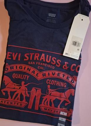 Футболка чоловіча синя з принтом levi's оригінал розмір l
