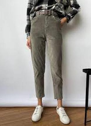 Хлопковые серые вельветовые брюки/ l- xl/brend mango