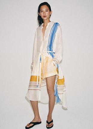 Платье-рубашка с 100% рами zara zw collection