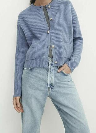 Кардиган шерстяной женский massimo dutti из шерсти и кашемира m