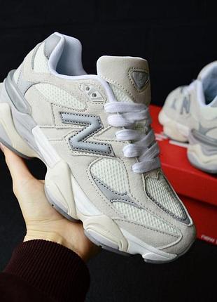 New balance 9060 beige gray – женские кроссовки бежевые с серым, размер 38 (24 см)