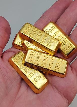 Золотой слиток сувенирный, цельнометаллический с оттиском 100 грм. gold 999,9 1шт. арт. 07318