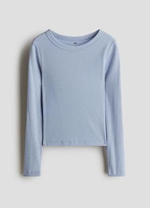 8-10 років 134-140 см h&m новий фірмовий реглан лонгслів топ дівчинці у ребристу тканину в рубчик