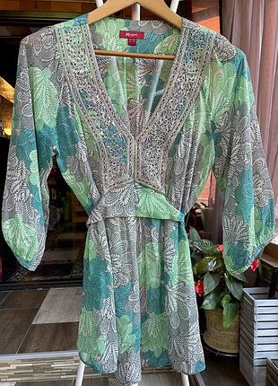 Шовкова туника блуза monsoon з вишивкою та бісером (розмір m/l / 42).стан нової.