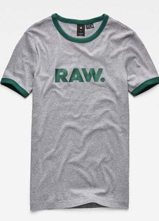 Футболка з органічної бавовни g-star raw, xs сіра з зеленим
