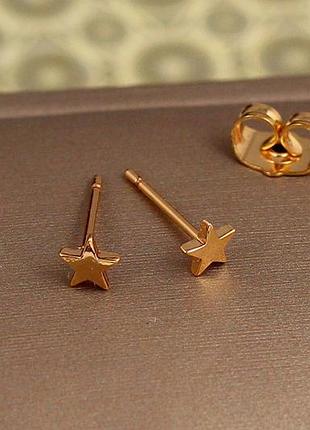 Серьги гвоздики xuping jewelry маленькая звездочка 5 мм золотистые