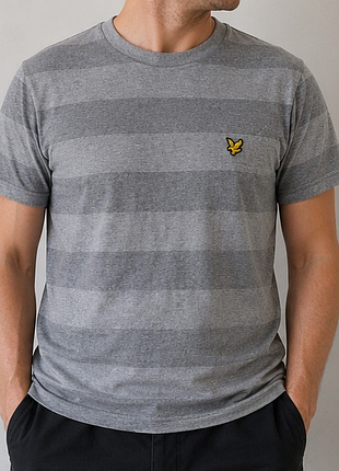 Оригинальная футболка lyle &amp; scott серая в полоску 100% хлопок s