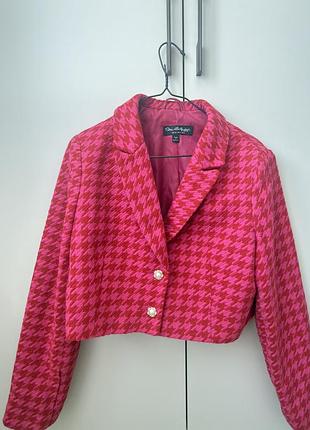 Трендовий твідовий кроп-піджак miss selfridge в гусячу лапку, xs-s
