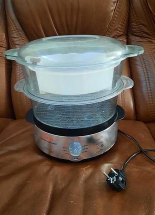 Робоча пароварка tefal vc100930 steamer aquatimer, для приготування корисних страв на пару, пароварка тефаль в идеальном состоянии рабочая, недорого