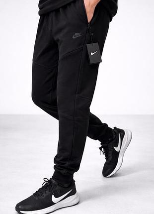 Чоловічі спортивні штани nike tech fleece чорні | двонитка, туреччина, джогери, штани на манжеті,осінь,демісезонні якісні