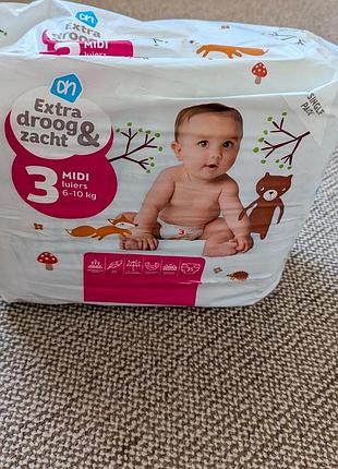 Підгузки ah extra droog & zacht midi 3 (6-10 кг), 35 шт, нові