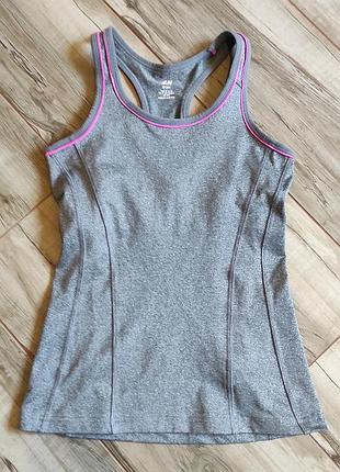 Сіра спортивна майка h&m sport з вшитим топом бра, розмір xs
