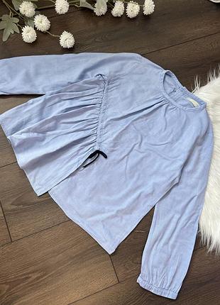 Блакитна блузка для дівчинки 9 років 134 см зара zara довгий рукав в школу