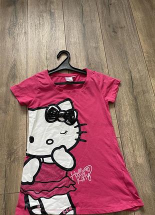 Видовжена футболка hello kitty із паєтками