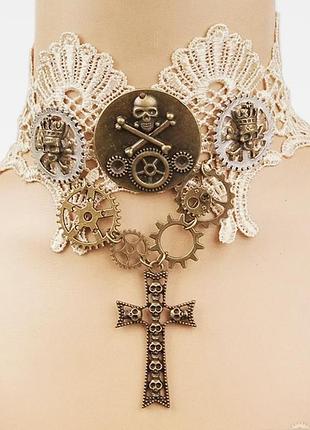 Ексклюзивний біле мереживо чокер у стилі steampunk & gothic