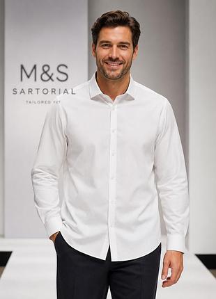 Чоловіча сорочка m&s sartorial біла xl (17.5") 100% преміальна бавовна