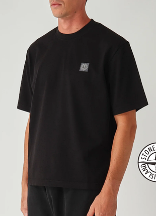 Футболка stone island черная стон исланд патчем на груди l