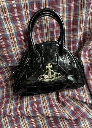 Vivienne westwood black croc johanna  yasmine bag сумка, y2k