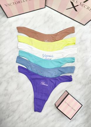 Стрейч-бавовняні трусики-стрінги із високим вирізом. victoria's secret. оригінал 🇺🇸