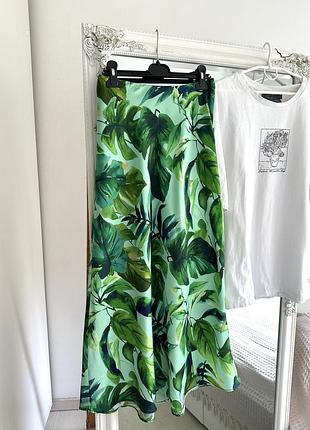 Атласна спідниця міді zara