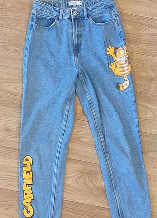Джинсы женские с наклейками момы house denim размер 38 garfield